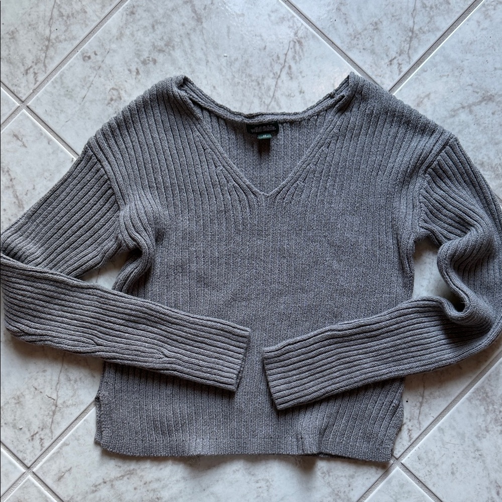 Wild Fable Charcoal V-Neck Ribbed Sweater
